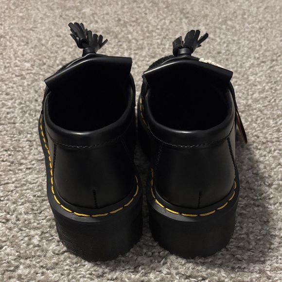 Dr. Martens Black Tassel Platform Loafers with Yellow Stitching - Picture 4 of 8